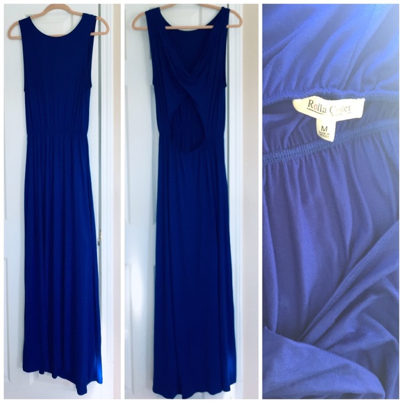 Partially Open-Back Vibrant Blue Maxi Dress - Picture 3 of 3